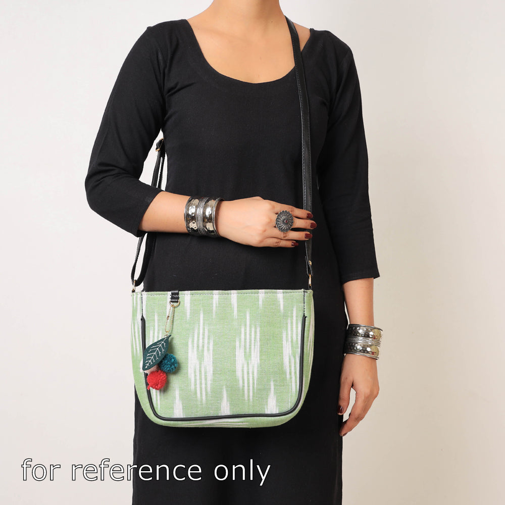 Peach Handcrafted Cotton Sling Bag with Bag Charm