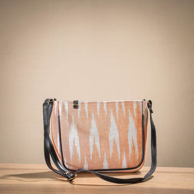 Peach Handcrafted Cotton Sling Bag with Bag Charm