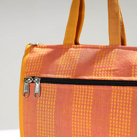 Peach Handcrafted Jacquard Cotton Hand Bag