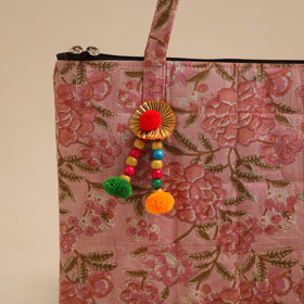 Peach Handcrafted Quilted Cotton Hand Bag