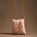 Peach - handcrafted quilted silk sling bag 09