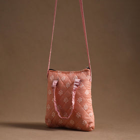 Peach - handcrafted quilted silk sling bag 10