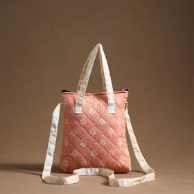Peach - handcrafted quilted silk sling bag 25