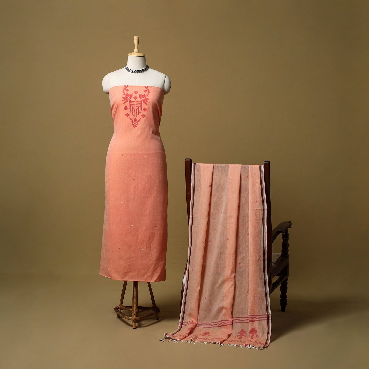 Handloom bengal jamdani cotton 2pc unstitched dress