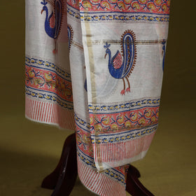 Peach - handloom chanderi silk hand sanganeri dupatta 18