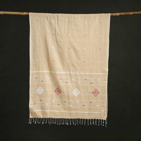Handloom cotton burdwan jamdani stole with tassels 10