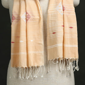 Handloom cotton burdwan jamdani stole with tassels 10