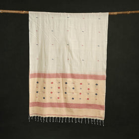 Handloom cotton burdwan jamdani stole with tassels 34