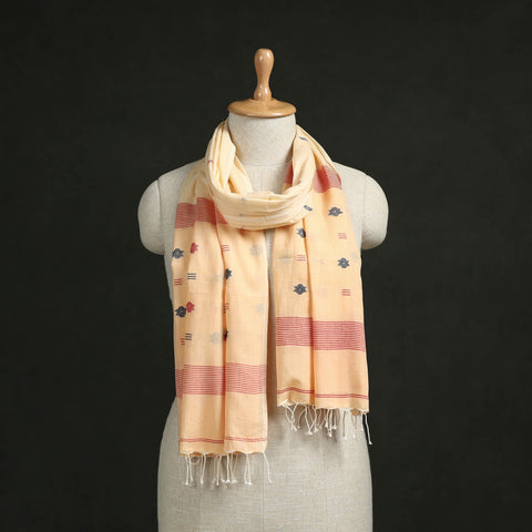 Handloom cotton burdwan jamdani stole with tassels 34