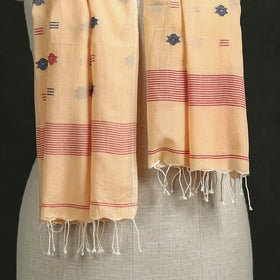 Handloom cotton burdwan jamdani stole with tassels 34