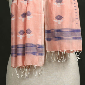 Handloom cotton burdwan jamdani stole with tassels 37