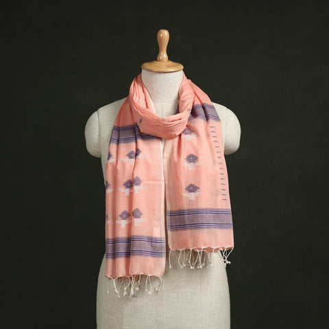 Handloom cotton burdwan jamdani stole with tassels 37