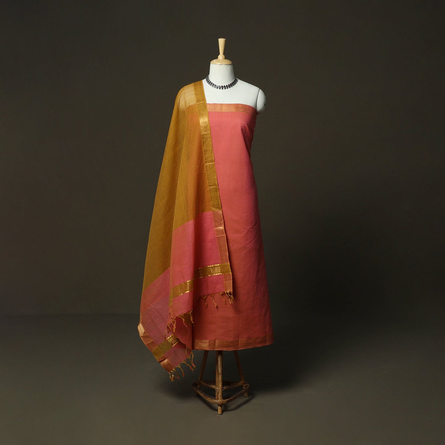 Handloom cotton mangalagiri 3pc unstitched dress material