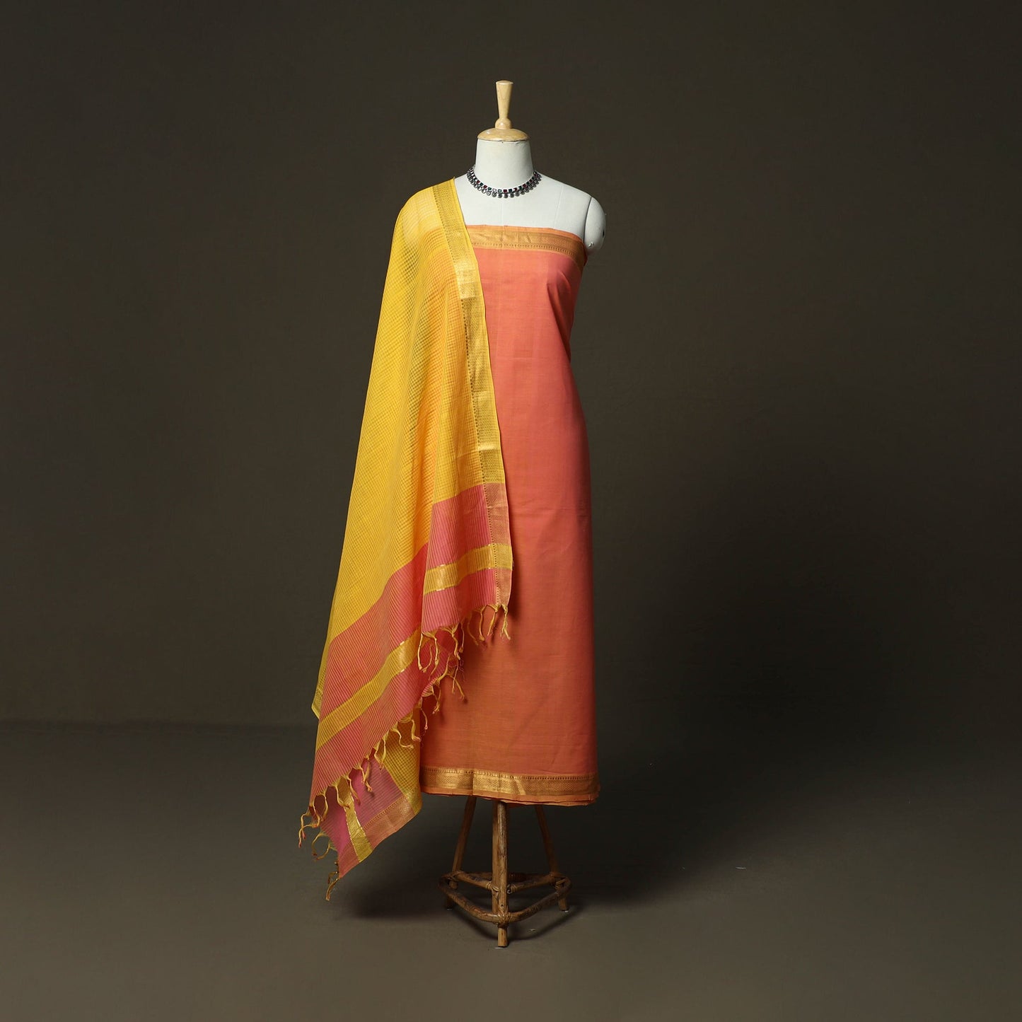 Handloom cotton mangalagiri 3pc unstitched dress material