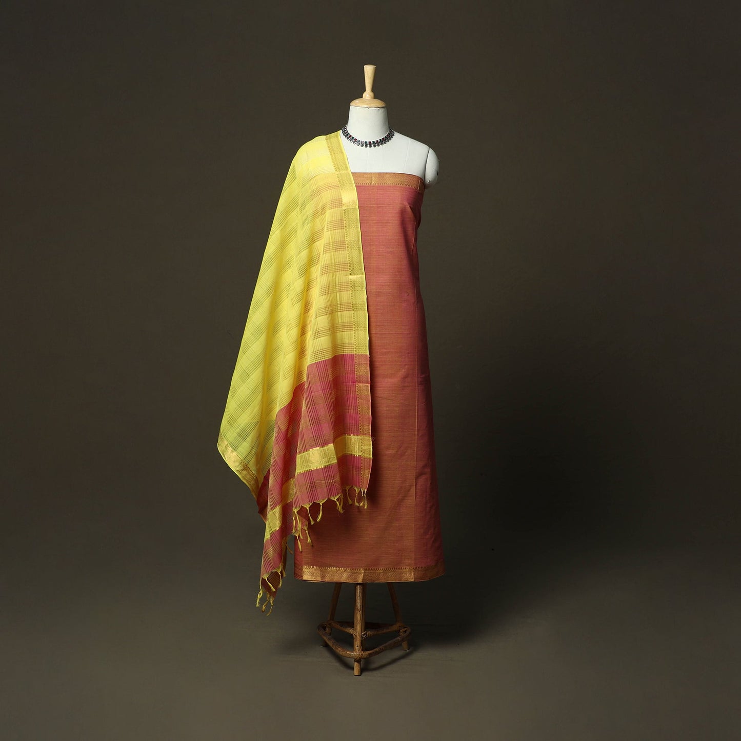 Handloom cotton mangalagiri 3pc unstitched dress material