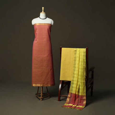 Handloom cotton mangalagiri 3pc unstitched dress material