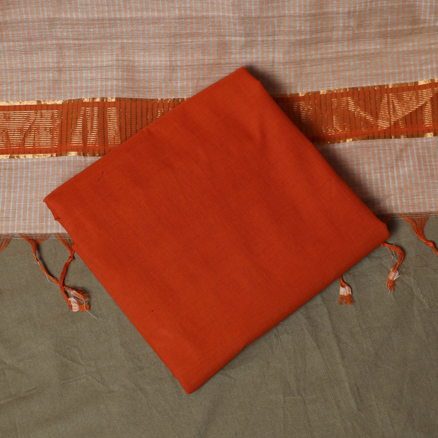 Handloom cotton mangalagiri 3pc unstitched dress material