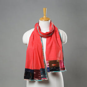 Peach - handloom cotton mangalagiri stole 05 - handcrafted