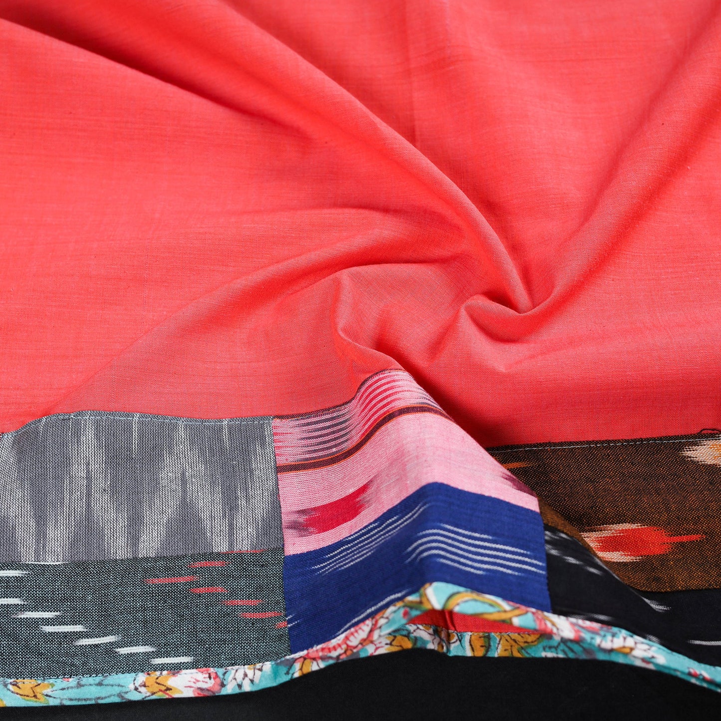 Peach - handloom cotton mangalagiri stole 05 - handcrafted