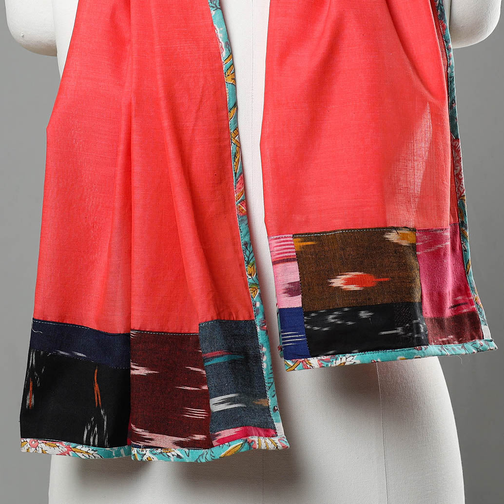 Peach - handloom cotton mangalagiri stole 05 - handcrafted