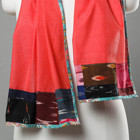 Peach - handloom cotton mangalagiri stole 05 - handcrafted