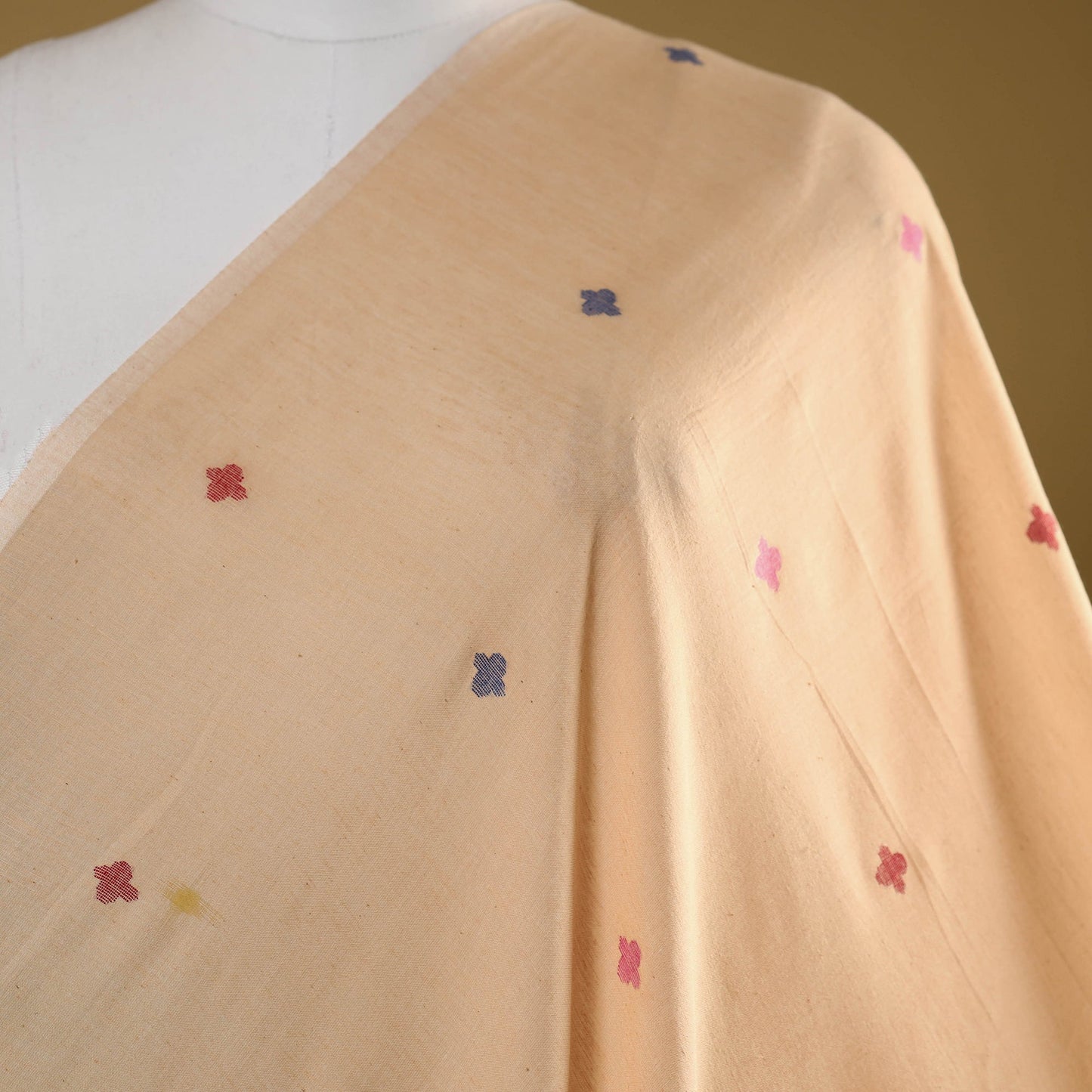 Peach - handloom cotton phulia jamdani fabric 11