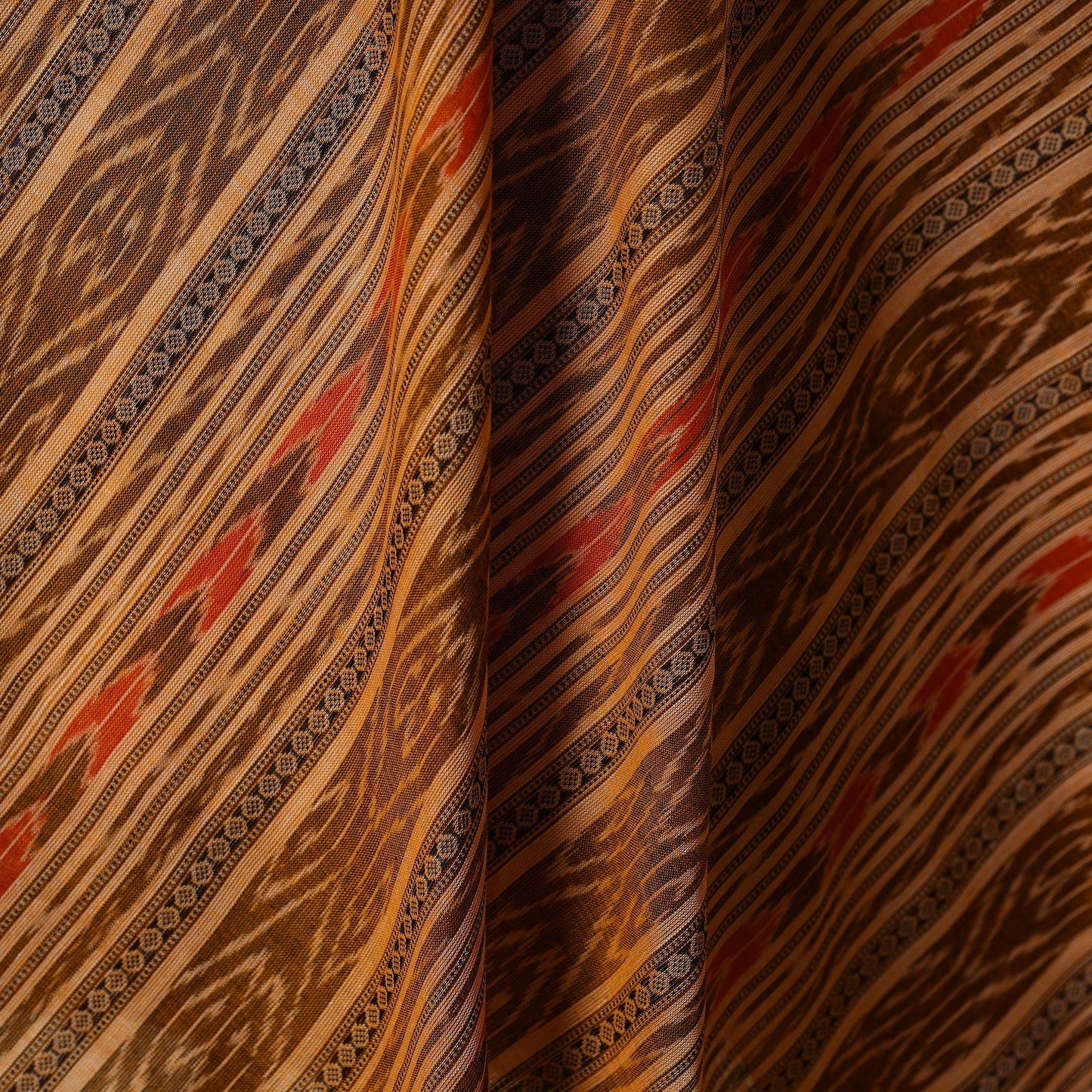 Peach - handloom cotton sambalpuri ikat fabric 28