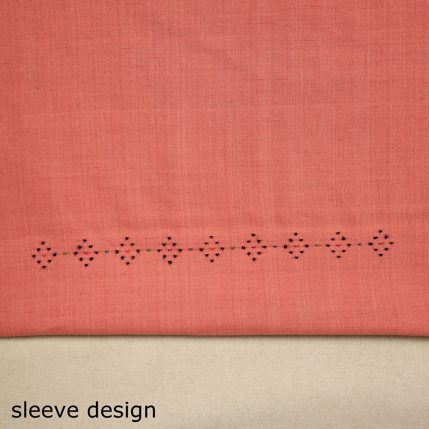 Peach Handloom Cotton Tangaliya Kurta Material (3M)