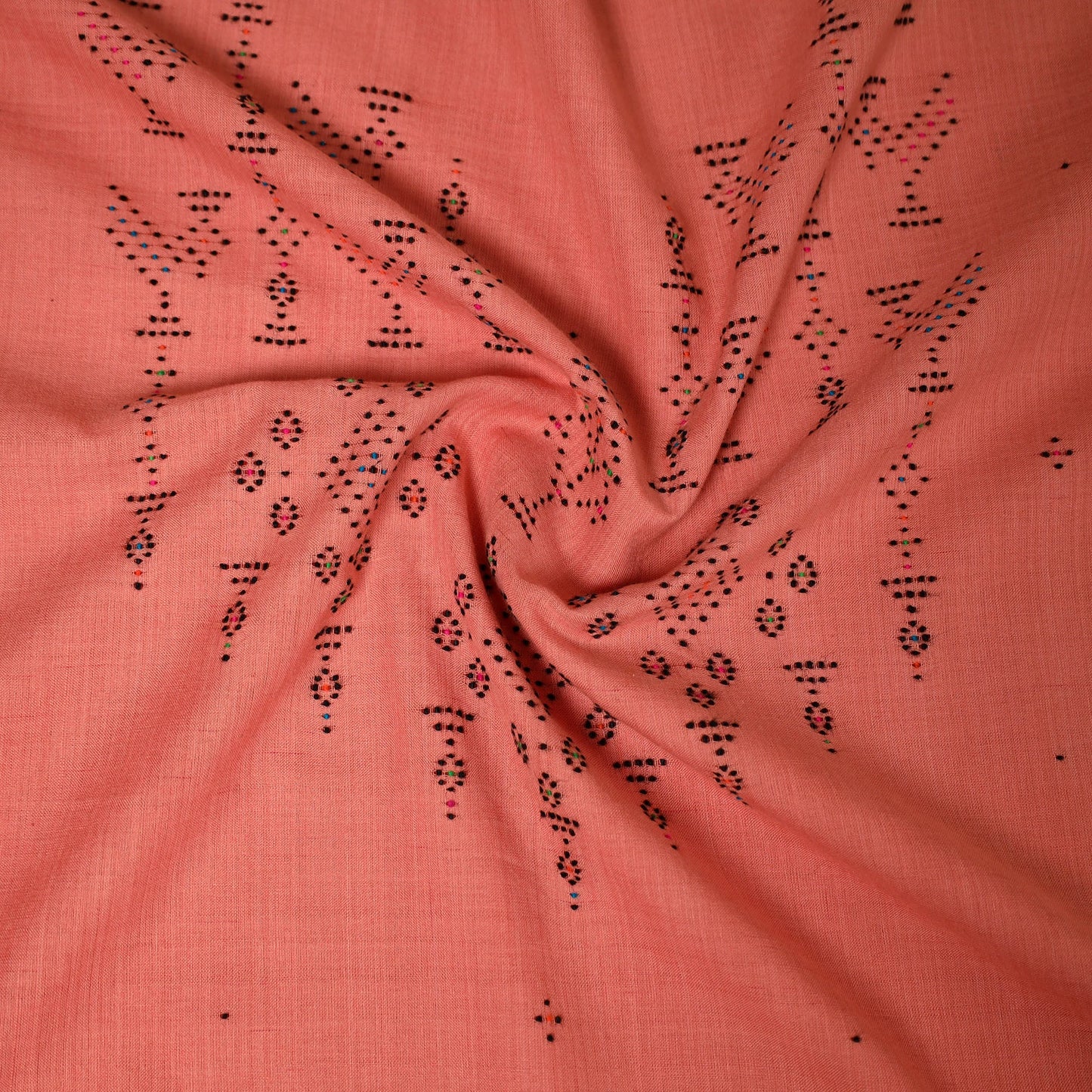 Peach Handloom Cotton Tangaliya Kurta Material (3M)