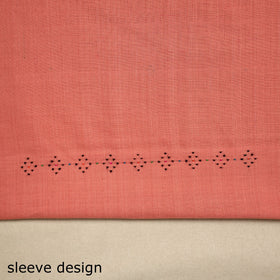 Peach Handloom Cotton Tangaliya Kurta Material (3M)