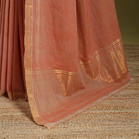 Peach - handloom cotton zari border mangalagiri saree 02