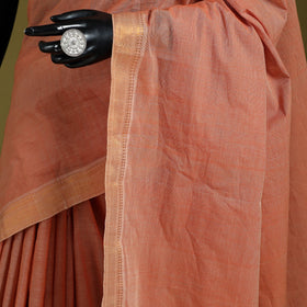 Peach - handloom cotton zari border mangalagiri saree 02