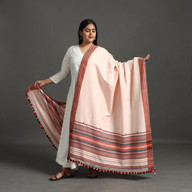Peach - handloom fine cotton kutch bhujodi dupatta 06