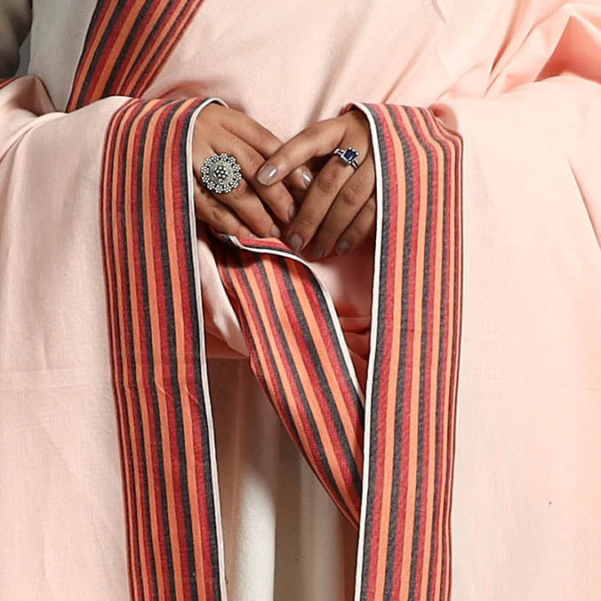 Peach - handloom fine cotton kutch bhujodi dupatta 06