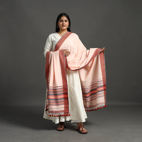Peach - handloom fine cotton kutch bhujodi dupatta 06