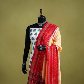 Peach - ikat weave cotton sambalpuri dupatta 11