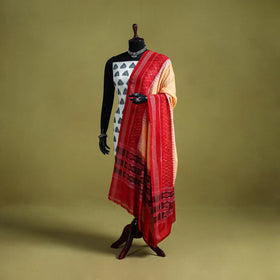 Peach - ikat weave cotton sambalpuri dupatta 11