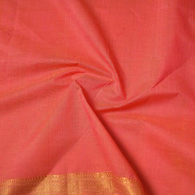 Peach Handloom Mangalagiri Cotton Fabric with Zari Border