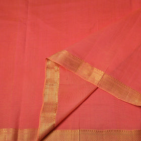 Peach Handloom Mangalagiri Cotton Fabric with Zari Border