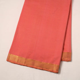Peach Handloom Mangalagiri Cotton Fabric with Zari Border