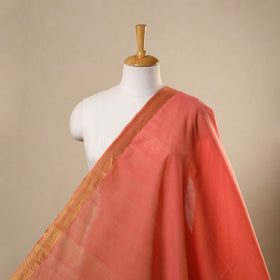 Peach Handloom Mangalagiri Cotton Fabric with Zari Border
