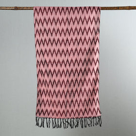 Peach - Handloom Mercerized Cotton Pochampally Ikat Stole 03