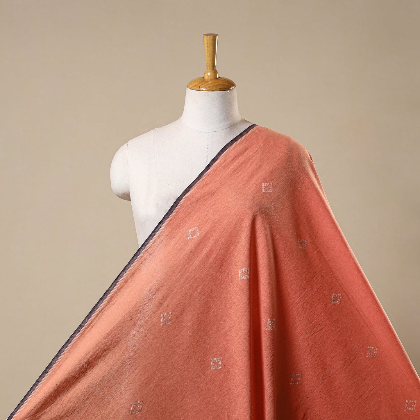 Peach - handloom organic buti kala cotton fabric 01