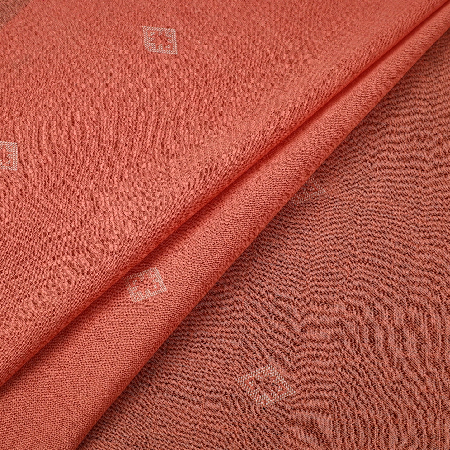Peach - handloom organic buti kala cotton fabric 01