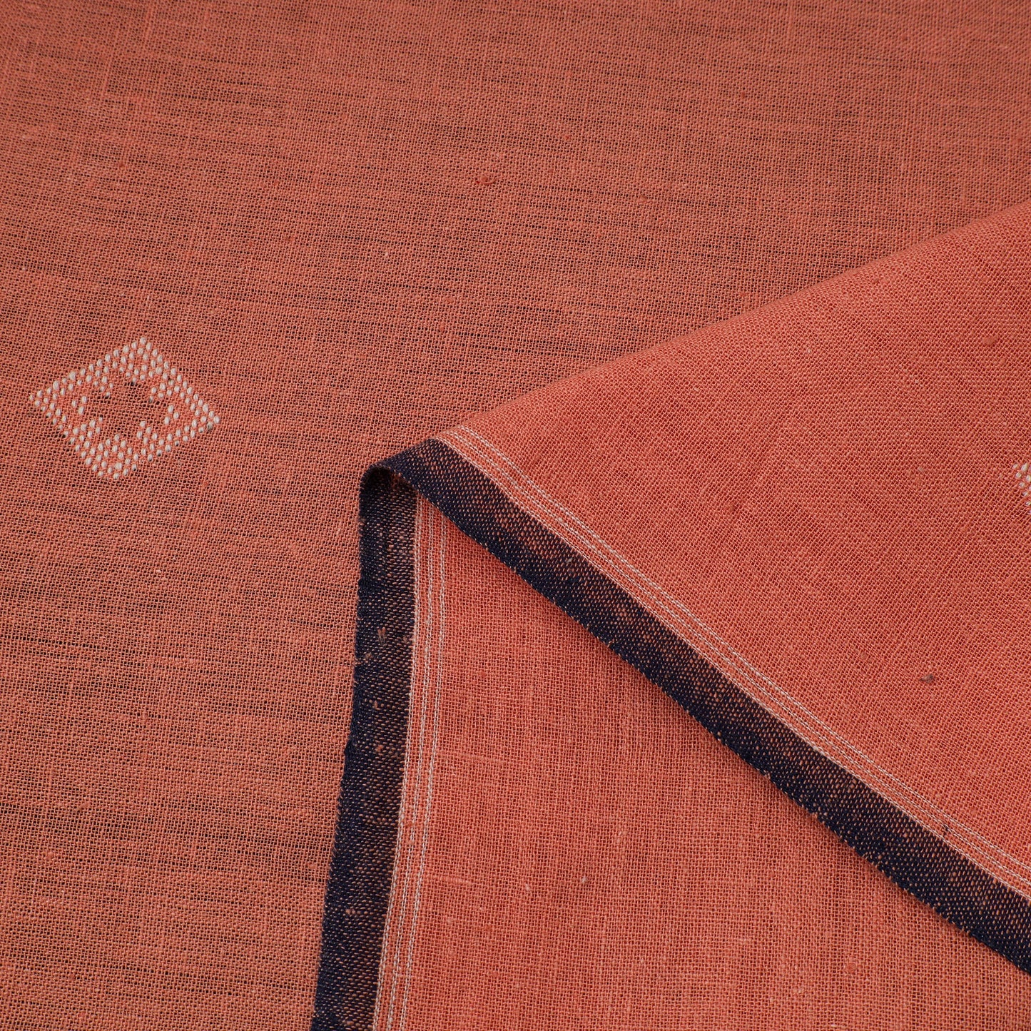 Peach - handloom organic buti kala cotton fabric 01