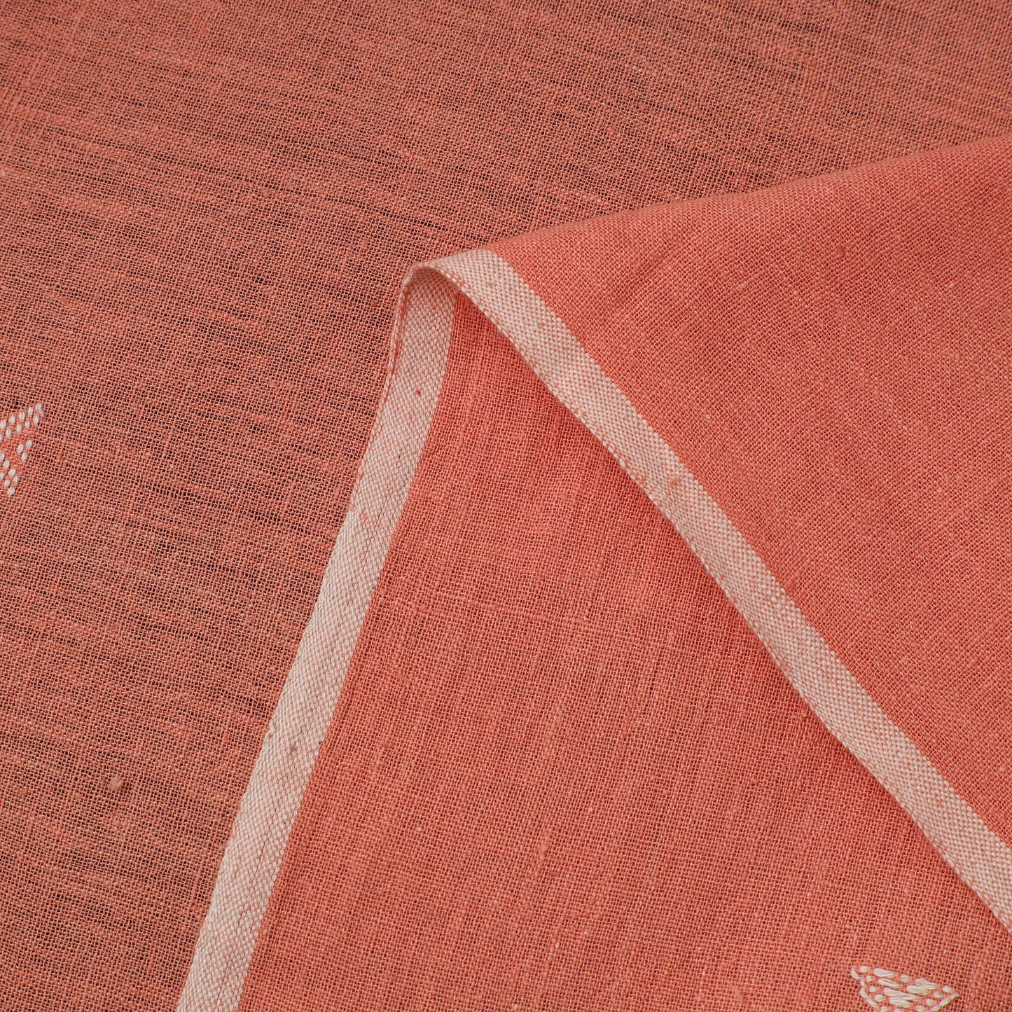 Peach - handloom organic buti kala cotton fabric 02