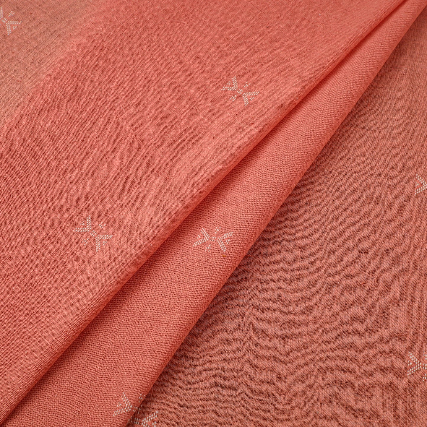 Peach - handloom organic buti kala cotton fabric 02