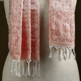 Handloom semi silk jacquard weave banarasi stole