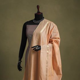 Peach - handloom silk cotton heavy tissue gold zari