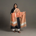 Peach - handloom silk cotton zari work maheshwari dupatta